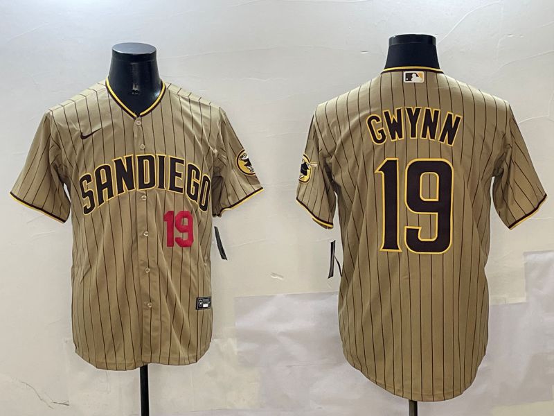 Men San Diego Padres 19 Gwynn Brown Stripe Game 2025 Nike MLB Jersey style 5